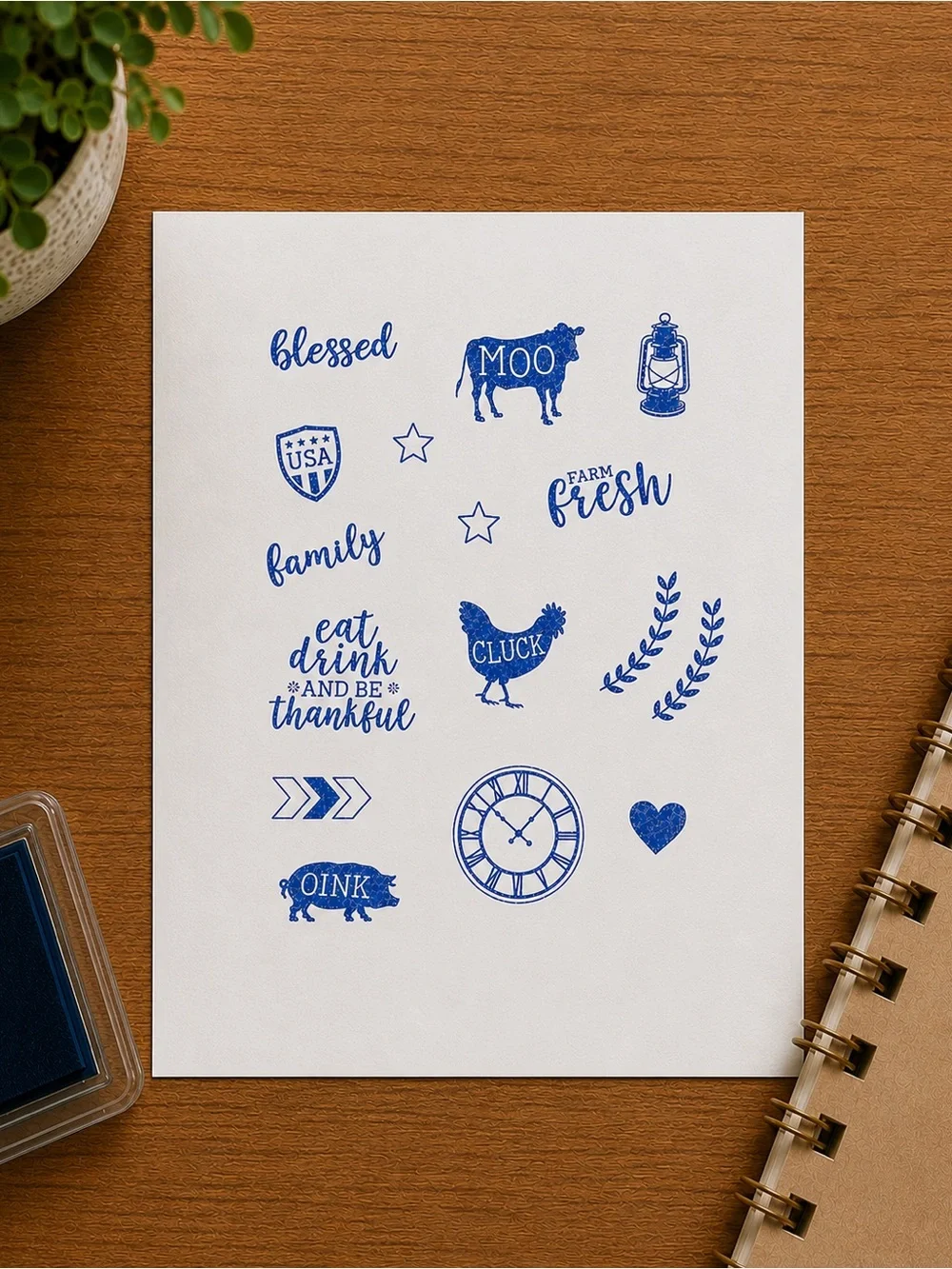 Momenta 16-Piece Farmhouse Barn & Country Farm Cling Stamp Set